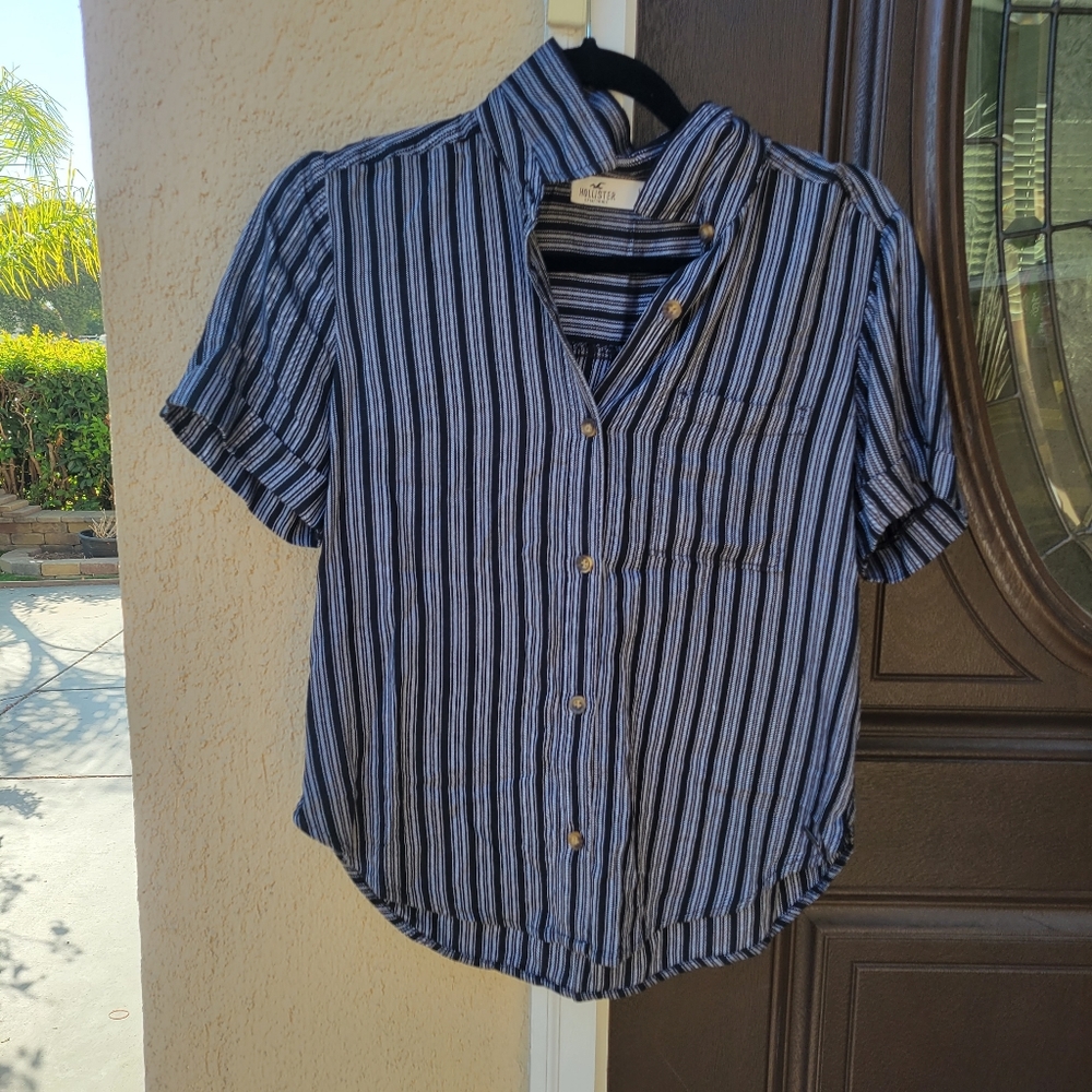 Hollister Striped Button Top
